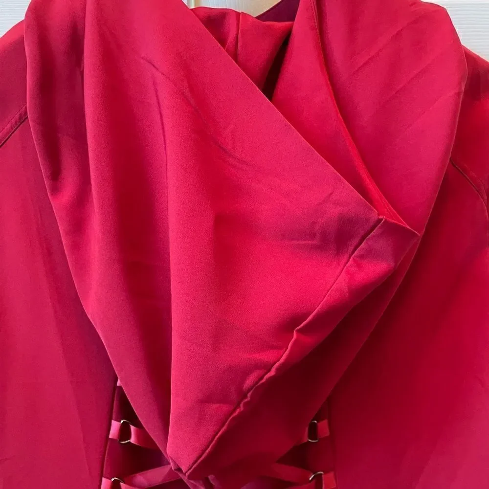 RED HIGH LOW LIGHT WEIGHT JACKET/WINDBREAKER. LITTLE RED RIDING HOOD STYLE NWOT